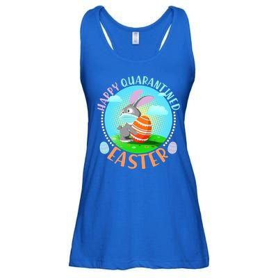 Happy Quarantined Easter Bunny With Mask And Egg Ladies Essential Flowy Tank