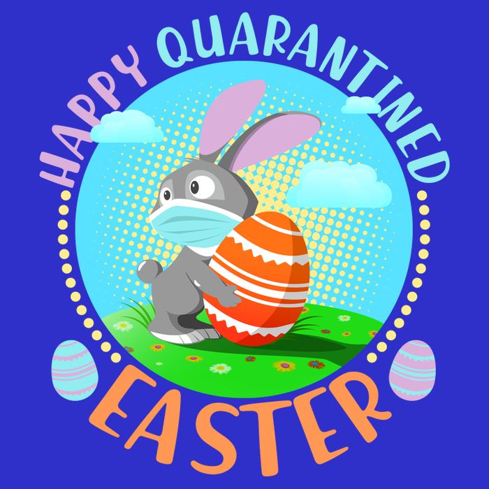 Happy Quarantined Easter Bunny With Mask And Egg Magnet