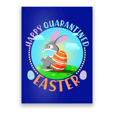 Happy Quarantined Easter Bunny With Mask And Egg Poster