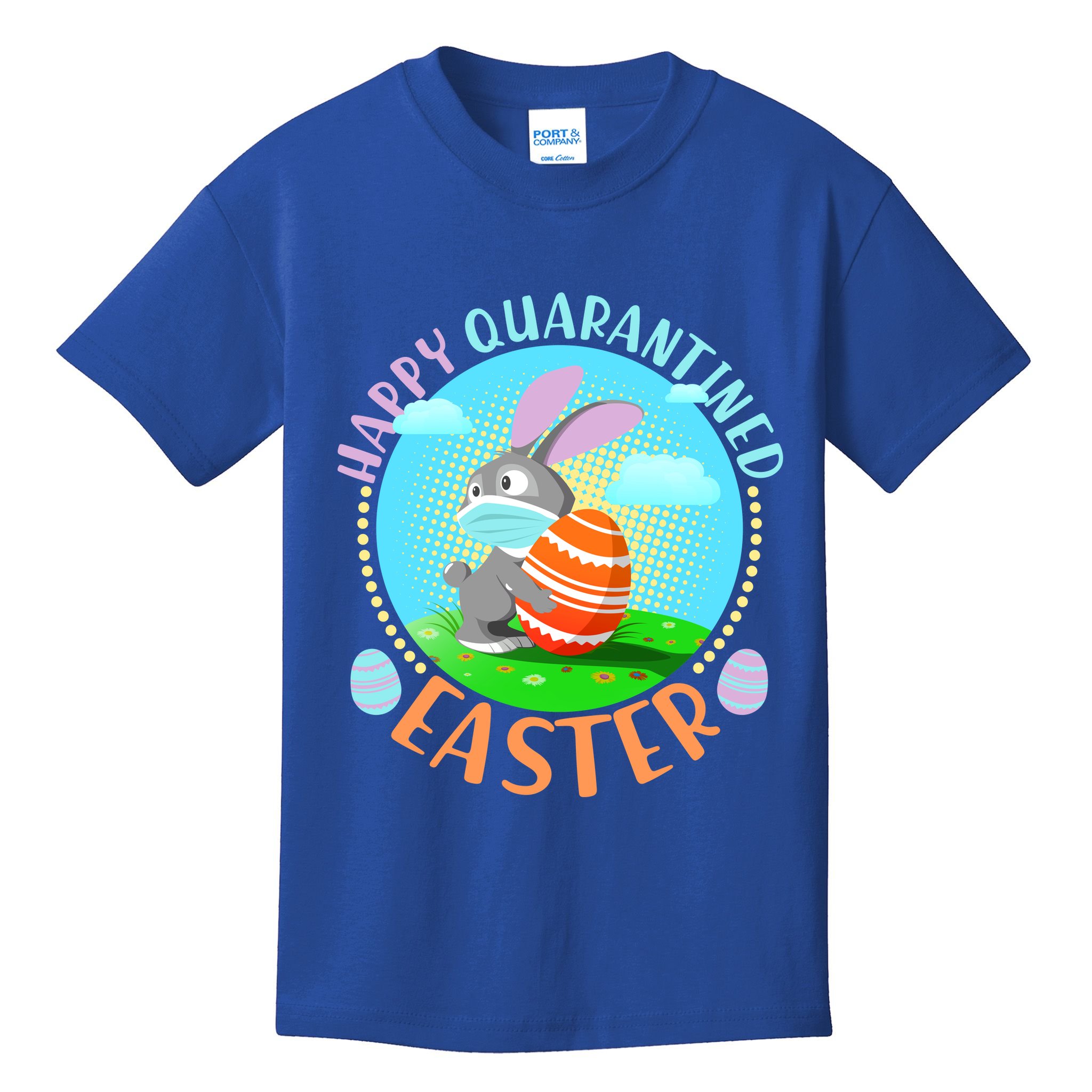 Happy Quarantined Easter Bunny With Mask And Egg Kids T-Shirt