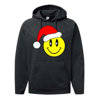 Happy Santa Smile Face Performance Fleece Hoodie