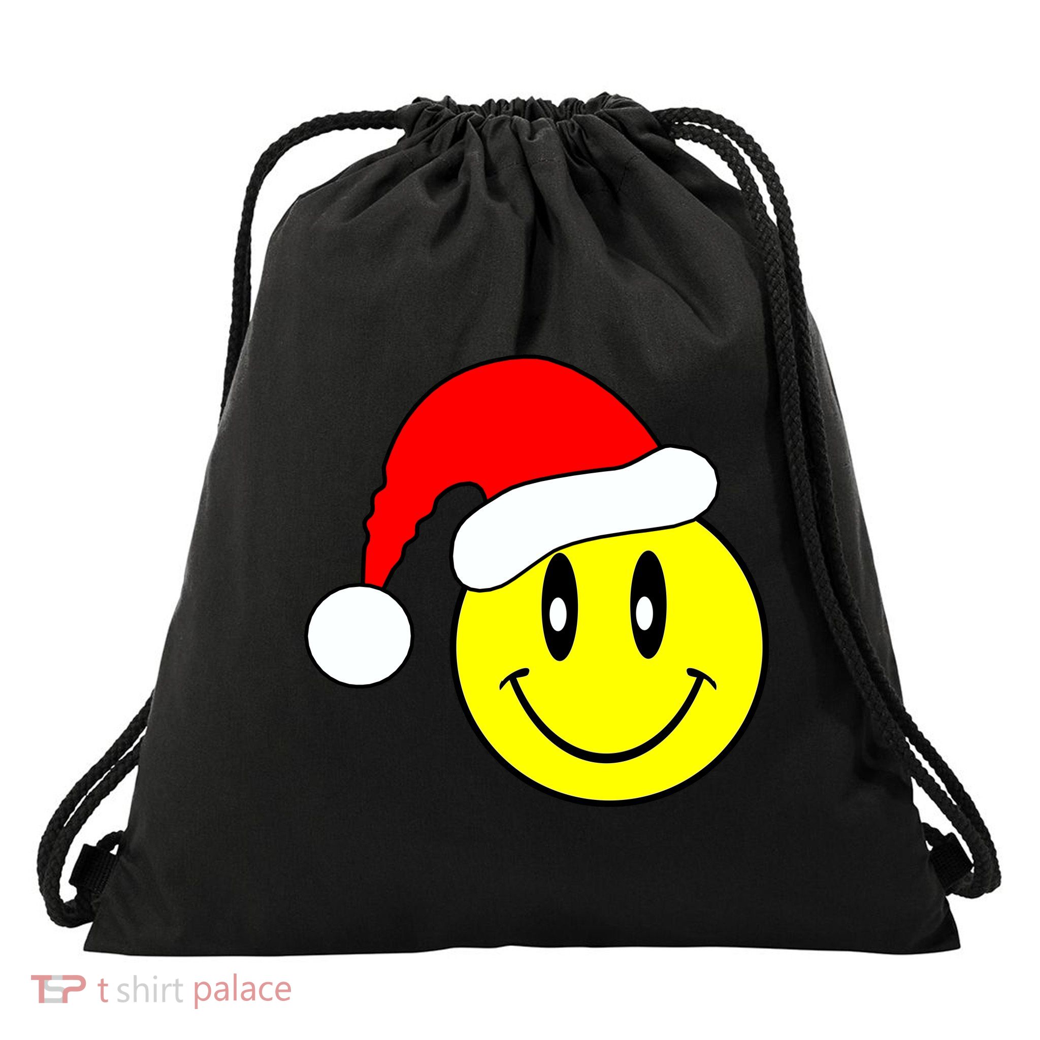 Happy Santa Smile Face Drawstring Bag