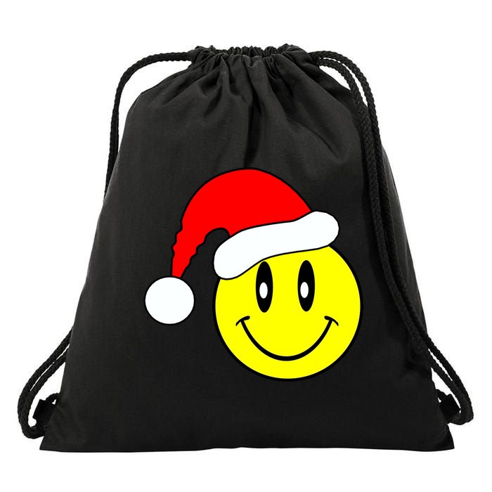 Happy Santa Smile Face Drawstring Bag