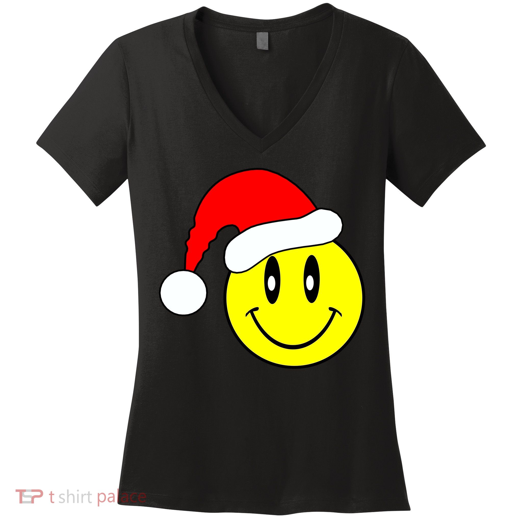 Happy Santa Smile Face Women's V-Neck T-Shirt