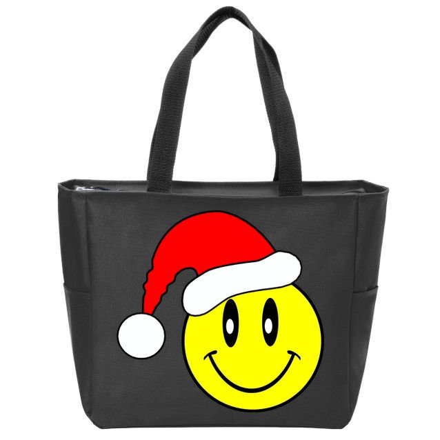 Happy Santa Smile Face Zip Tote Bag