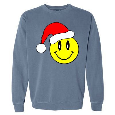 Happy Santa Smile Face Garment-Dyed Sweatshirt