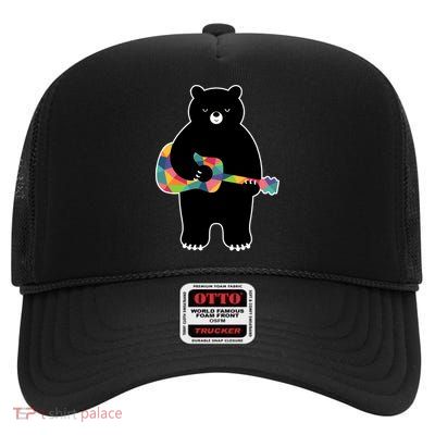 Happy Song Bear Guitar High Crown Mesh Back Trucker Hat