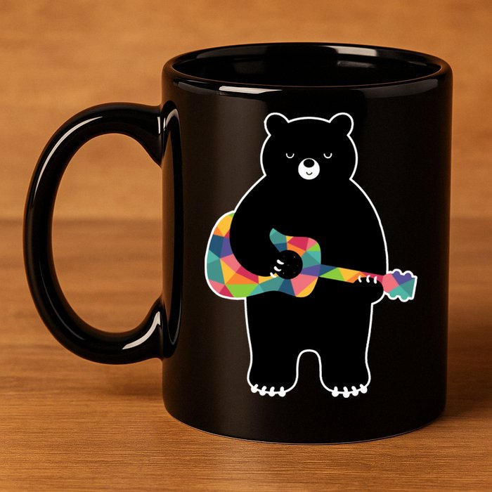Happy Song Bear Guitar 11oz C Handle Ceramic Mug