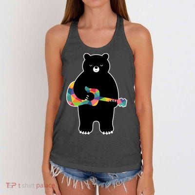 Happy Song Bear Guitar Women's Knotted Racerback Tank