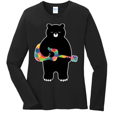 Happy Song Bear Guitar Ladies Long Sleeve Shirt