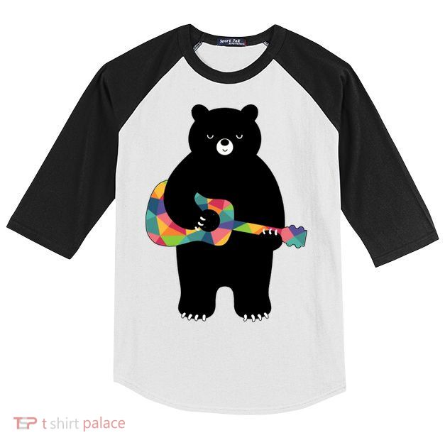 Happy Song Bear Guitar Kids Colorblock Raglan Jersey