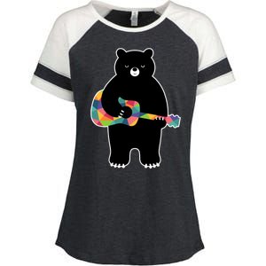 Happy Song Bear Guitar Enza Ladies Jersey Colorblock Tee