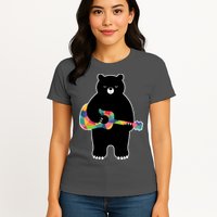Happy Song Bear Guitar Womens T-Shirt