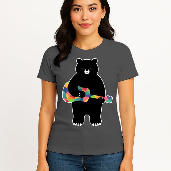 Happy Song Bear Guitar Womens T-Shirt