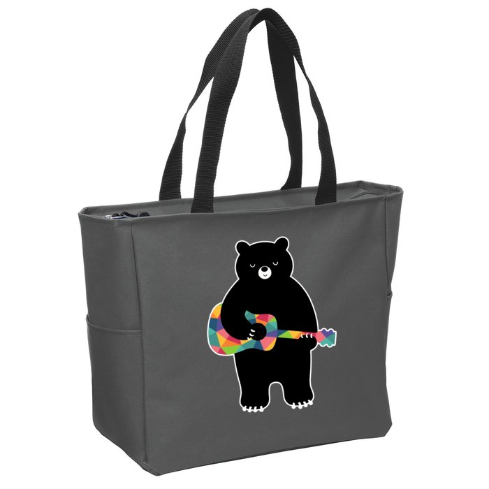 Happy Song Bear Guitar Zip Tote Bag