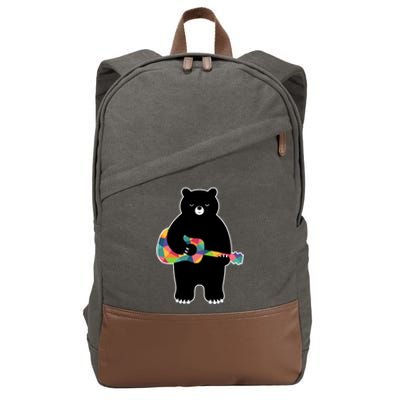 Happy Song Bear Guitar Cotton Canvas Backpack