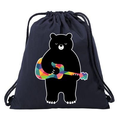 Happy Song Bear Guitar Drawstring Bag