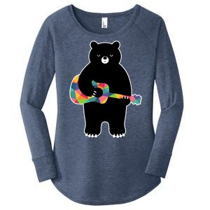 Happy Song Bear Guitar Women's Perfect Tri Tunic Long Sleeve Shirt