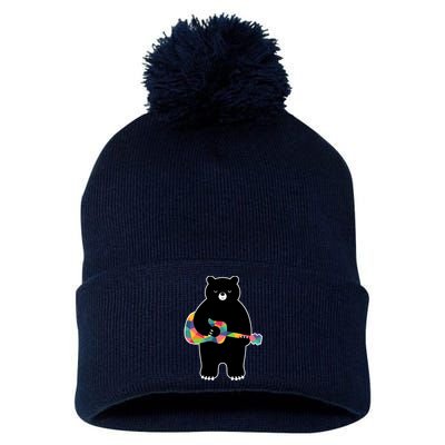 Happy Song Bear Guitar Pom Pom 12in Knit Beanie