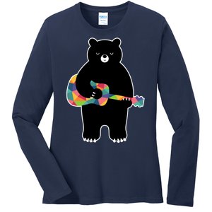 Happy Song Bear Guitar Ladies Long Sleeve Shirt