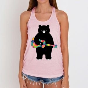 Happy Song Bear Guitar Women's Knotted Racerback Tank