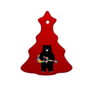 Happy Song Bear Guitar Ceramic Tree Ornament