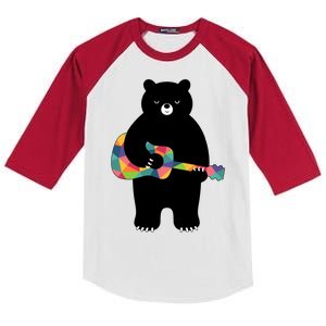 Happy Song Bear Guitar Kids Colorblock Raglan Jersey