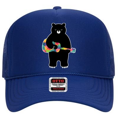 Happy Song Bear Guitar High Crown Mesh Back Trucker Hat