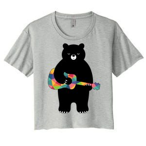 Happy Song Bear Guitar Women's Crop Top Tee