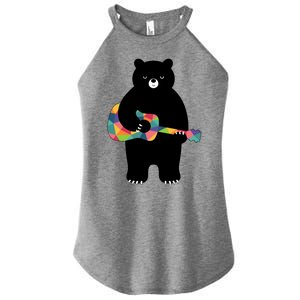 Happy Song Bear Guitar Women's Perfect Tri Rocker Tank