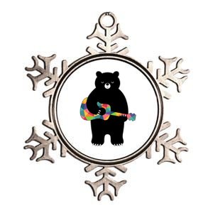 Happy Song Bear Guitar Metallic Star Ornament