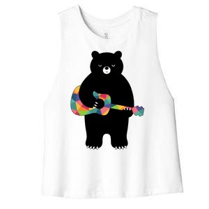 Happy Song Bear Guitar Women's Racerback Cropped Tank