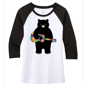 Happy Song Bear Guitar Women's Tri-Blend 3/4-Sleeve Raglan Shirt