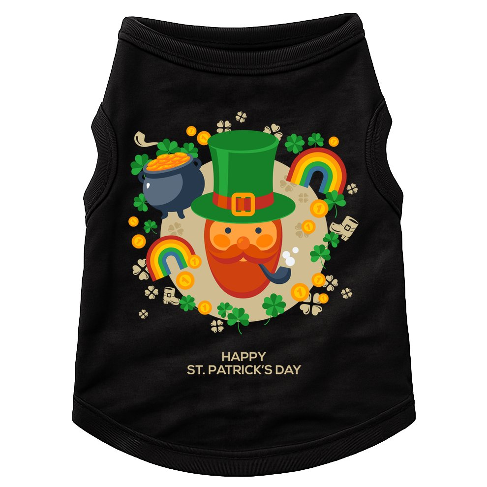 Happy St. Patrack's Day Leprechaun Smoking Pipe Doggie Tank