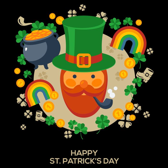 Happy St. Patrack's Day Leprechaun Smoking Pipe Cooling Performance Crew T-Shirt