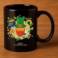 Happy St. Patrack's Day Leprechaun Smoking Pipe 11oz C Handle Ceramic Mug