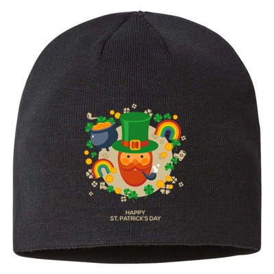 Happy St. Patrack's Day Leprechaun Smoking Pipe Sustainable Beanie