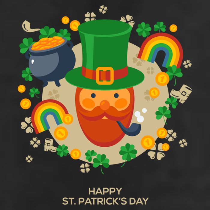 Happy St. Patrack's Day Leprechaun Smoking Pipe Golf Towel