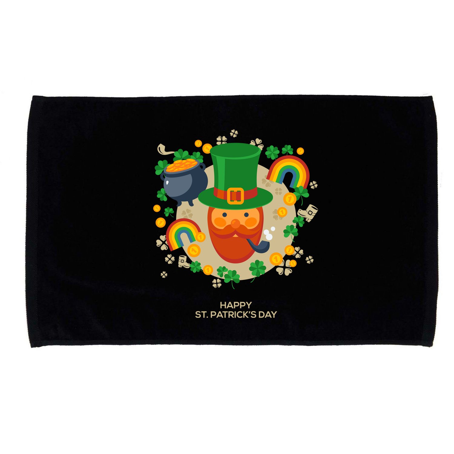 Happy St. Patrack's Day Leprechaun Smoking Pipe Microfiber Hand Towel