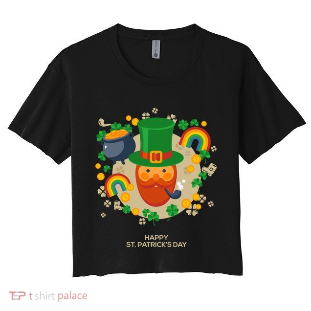 Happy St. Patrack's Day Leprechaun Smoking Pipe Crop Top