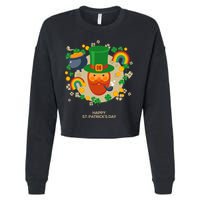 Happy St. Patrack's Day Leprechaun Smoking Pipe Cropped Pullover Crew