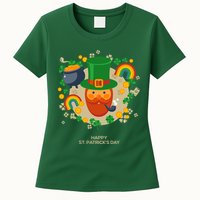 Happy St. Patrack's Day Leprechaun Smoking Pipe Womens T-Shirt