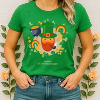 Happy St. Patrack's Day Leprechaun Smoking Pipe Womens T-Shirt