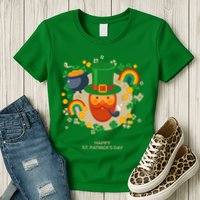 Happy St. Patrack's Day Leprechaun Smoking Pipe Womens T-Shirt