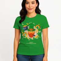 Happy St. Patrack's Day Leprechaun Smoking Pipe Womens T-Shirt