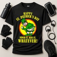 Happy St. Patrick's Day Pinch It, Kiss It, Whatever! Funny Irish Leprechaun Cooling Performance Crew T-Shirt