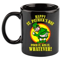 Happy St. Patrick's Day Pinch It, Kiss It, Whatever! Funny Irish Leprechaun 11oz C Handle Ceramic Mug