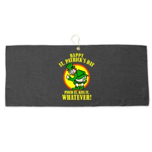 Happy St. Patrick's Day Pinch It, Kiss It, Whatever! Funny Irish Leprechaun Large Microfiber Waffle Golf Towel