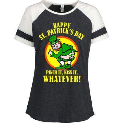 Happy St. Patrick's Day Pinch It, Kiss It, Whatever! Funny Irish Leprechaun Enza Ladies Jersey Colorblock Tee