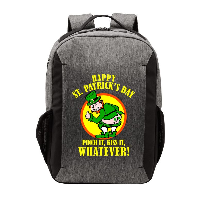 Happy St. Patrick's Day Pinch It, Kiss It, Whatever! Funny Irish Leprechaun Vector Backpack